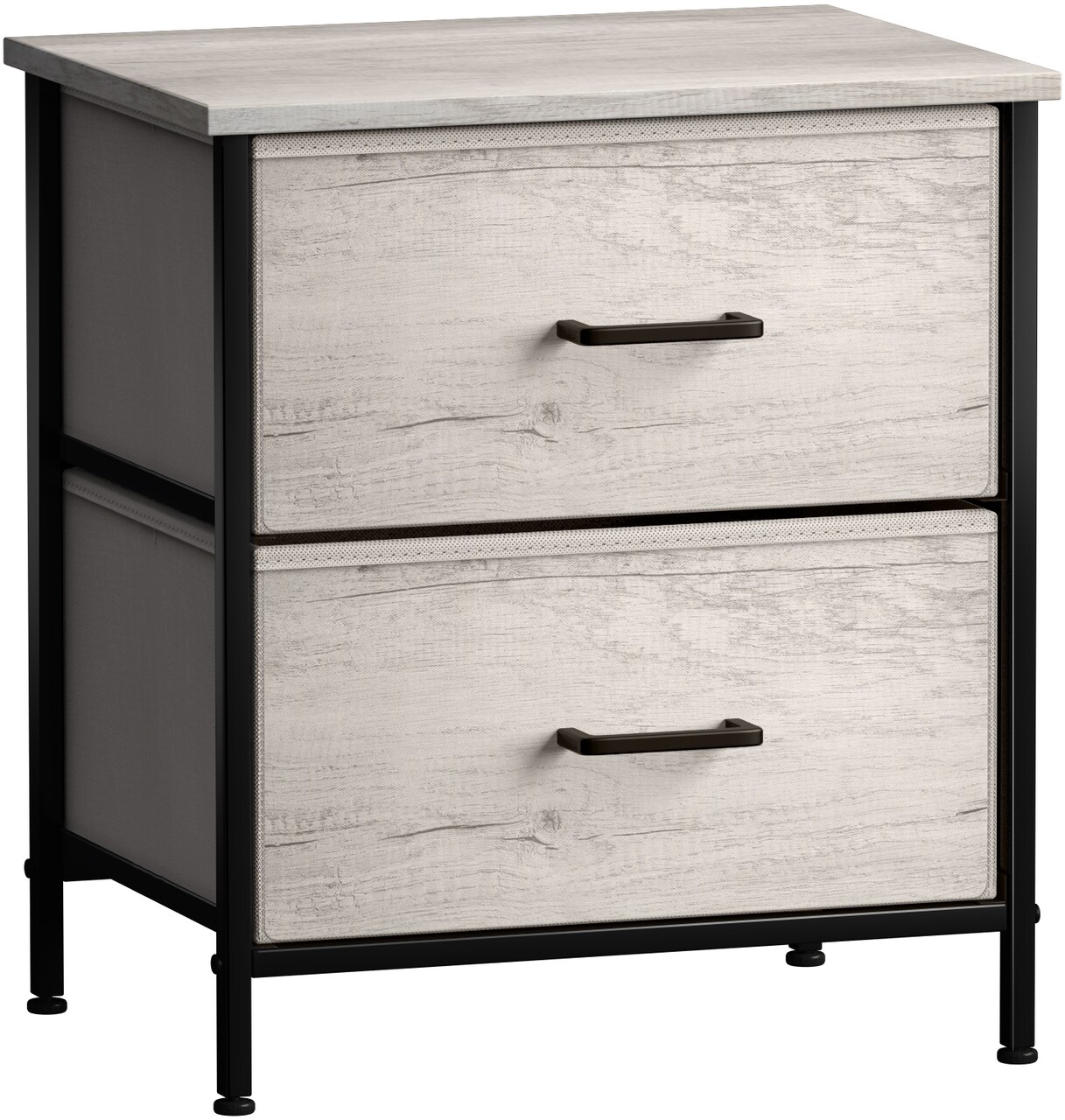 Sorbus Nightstand with 2 Drawers - Steel Frame, Wood Top & Easy Pull Fabric Bins - Great for Home, Bedroom, Office & College Dorm